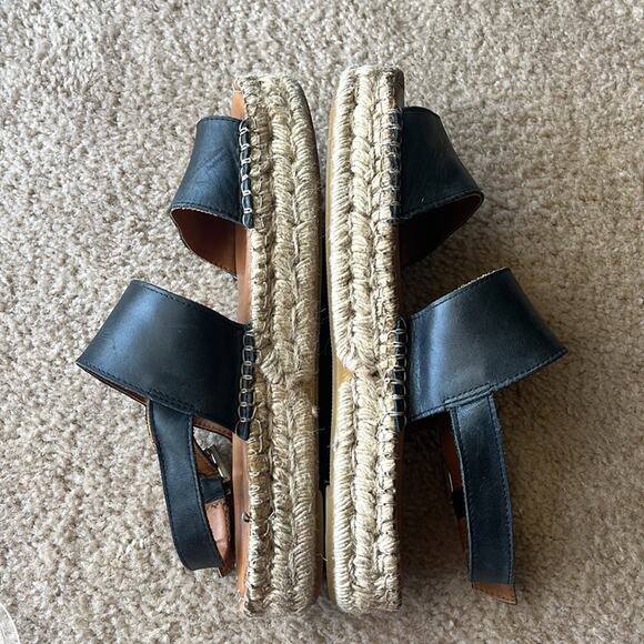 Alohas double black leather straps espadrilles sandals. - Picture 8 of 13